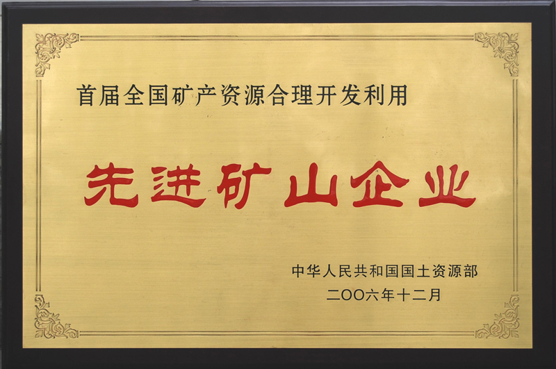 首屆全國礦產(chǎn)資源合理開發(fā)利用先進(jìn)礦山企業(yè)（江西亞東）