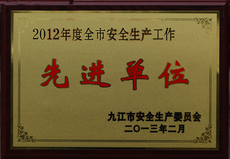 安全生產(chǎn)先進單位（江西亞東）