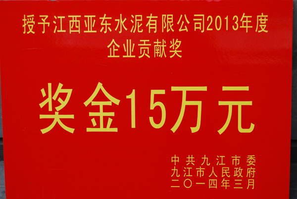 九江市『企業貢獻獎』（江西亞東）