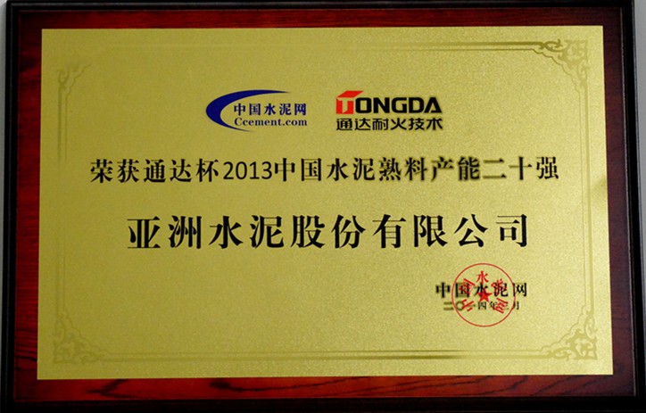 2013年水泥熟料產能前20強