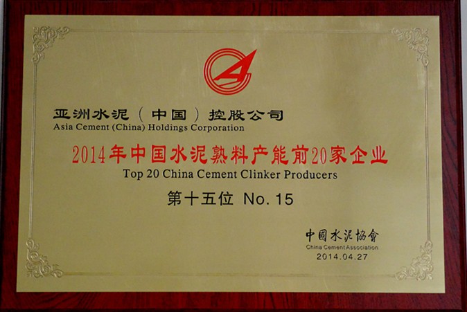 2014年水泥熟料產能20強